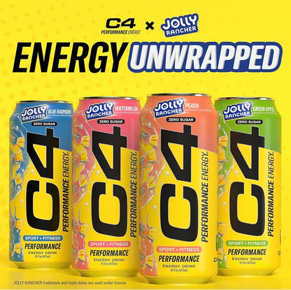 C4 Energy Carbonated Zero Sugar Energy Drink, Pre Workout Drink + Beta Alanine, 16 Fl Oz Can (Pack of 12