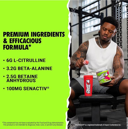 GHOST Legend Pre-Workout Powder, Sour Patch Kids Redberry - 30 Servings – Pre-Workout for Men & Women with Choline, L-Citrulline, & Beta Alanine for Energy & Focus