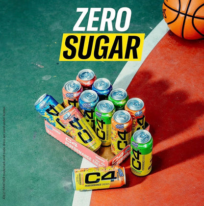 C4 Energy Carbonated Zero Sugar Energy Drink, Pre Workout Drink + Beta Alanine, 16 Fl Oz Can (Pack of 12
