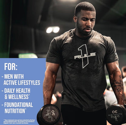 Rule 1 Men's Daily Multi - Vitamins, Essential Minerals, Superfoods, Digestive Enzymes, Amino Acids, & Antioxidants for Active Lifestyles and Wellness Support (90 Tablets, 30 Day Supply)