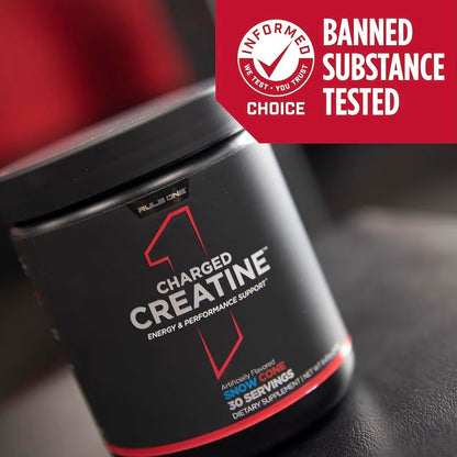 Rule 1 Charged Creatine - Multi-Function Supplement with Creatine, Electrolyte, Performance, & Hydration Support (30 Servings)