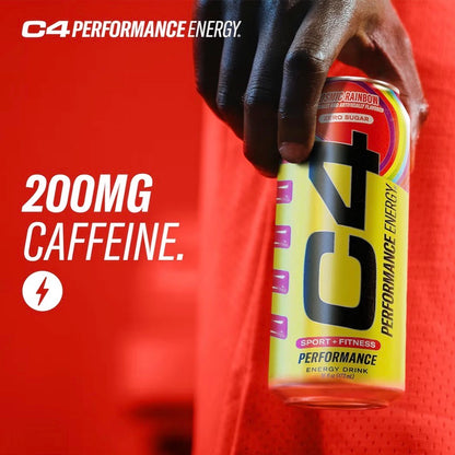C4 Energy Carbonated Zero Sugar Energy Drink, Pre Workout Drink + Beta Alanine, 16 Fl Oz Can (Pack of 12