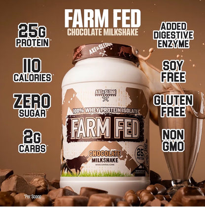 Axe & Sledge Farm Fed 100% Whey Protein Isolate | 25g Protein | Low Carb, Low Sugar, Soy Free, Gluten Free | Protein Powder for Men and Women | Keto | Made in The USA | 28 Servings