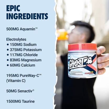GHOST Hydration, Kiwi Strawberry, 40 Serv, Electrolyte Powder