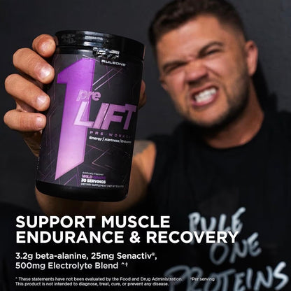 Rule One R1 Pre Lift Pre-Workout Powder – High Energy, Intensity & Focus Formula | 30 Servings | Star Pop, Fruit Punch & Snow Cone Flavor