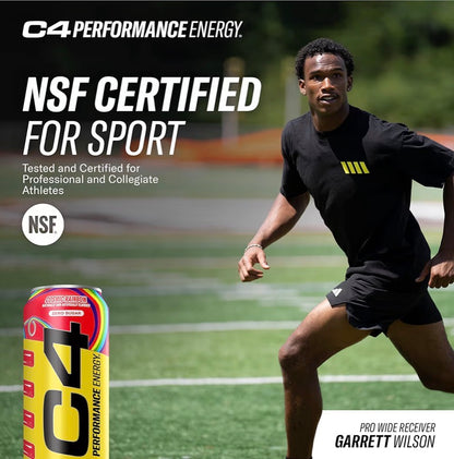 C4 Energy Carbonated Zero Sugar Energy Drink, Pre Workout Drink + Beta Alanine, 16 Fl Oz Can (Pack of 12
