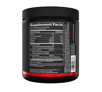 Rule 1 Charged Creatine - Multi-Function Supplement with Creatine, Electrolyte, Performance, & Hydration Support (30 Servings)