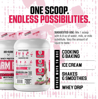 Axe & Sledge Farm Fed 100% Whey Protein Isolate | 25g Protein | Low Carb, Low Sugar, Soy Free, Gluten Free | Protein Powder for Men and Women | Keto | Made in The USA | 28 Servings