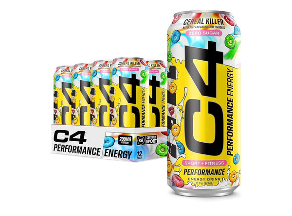 C4 Energy Carbonated Zero Sugar Energy Drink, Pre Workout Drink + Beta Alanine, 16 Fl Oz Can (Pack of 12