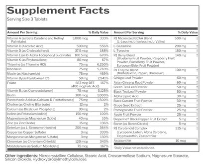 Rule 1 Men's Daily Multi - Vitamins, Essential Minerals, Superfoods, Digestive Enzymes, Amino Acids, & Antioxidants for Active Lifestyles and Wellness Support (90 Tablets, 30 Day Supply)