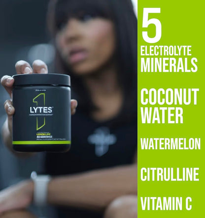 Rule One Lytes Hydration Electrolyte Powder – Lemon Lime | Advanced Hydration, Performance & Recovery Support (40 Servings)