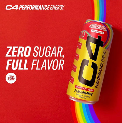 C4 Energy Carbonated Zero Sugar Energy Drink, Pre Workout Drink + Beta Alanine, 16 Fl Oz Can (Pack of 12