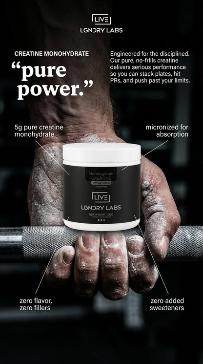 LIVE LGNDRY LABS Creatine Monohydrate Powder, 150 g (30 Serving)