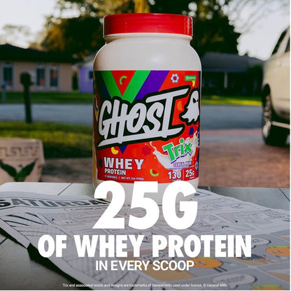 GHOST Whey Protein Powder, Lucky Charms Cereal Milk - 2LB, 25G of Protein - Whey Protein Isolate & Concentrate Blend - Post Workout Fitness & Nutrition Shakes, Smoothies & Baking - Soy & Gluten-Free