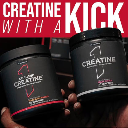 Rule 1 Charged Creatine - Multi-Function Supplement with Creatine, Electrolyte, Performance, & Hydration Support (30 Servings)