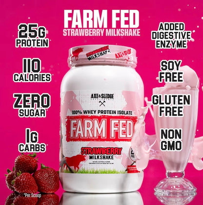 Axe & Sledge Farm Fed 100% Whey Protein Isolate | 25g Protein | Low Carb, Low Sugar, Soy Free, Gluten Free | Protein Powder for Men and Women | Keto | Made in The USA | 28 Servings