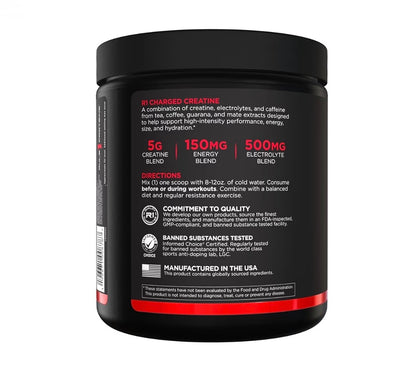 Rule 1 Charged Creatine - Multi-Function Supplement with Creatine, Electrolyte, Performance, & Hydration Support (30 Servings)