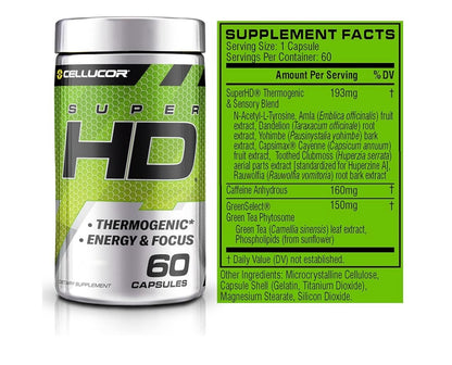 CELLUCOR SUPER HD 2000 FAT BURNER CAPSULES - 60 CAPSULES